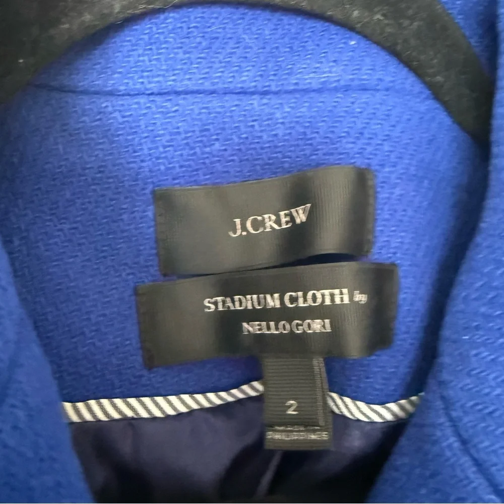 J. Crew Stadium Cloth by Nello Gori Royal Blue Wool Double Breasted Coat Size 2 - Picture 6 of 16